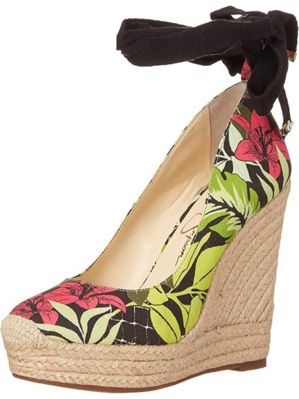 Jessica Simpson Women's Zexie Canvas Wrap Wedge Heels in Multi Size 6.5 Medium - Picture 2 of 3
